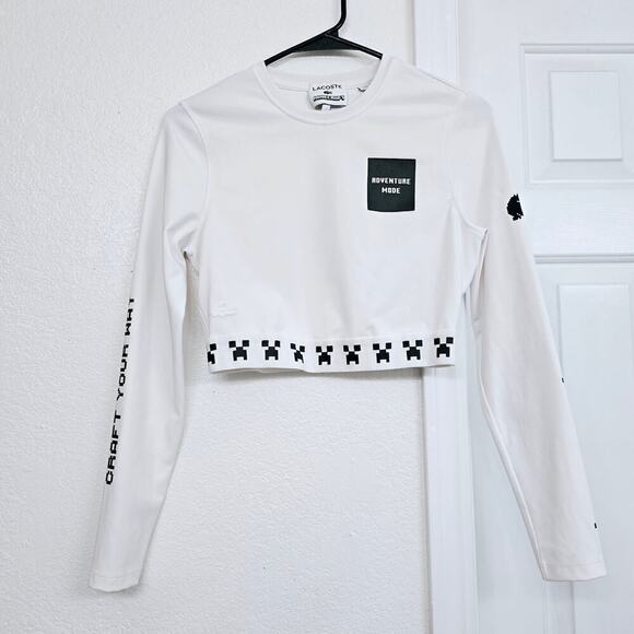 Lacoste Tops - Lacoste x Minecraft White Cropped T-Shirt Size S 38 Gamer Streetwear Collab